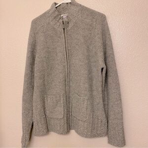 Carhartt gray lambswool full zip up sweater cardigan chunky cable knit jacket XL